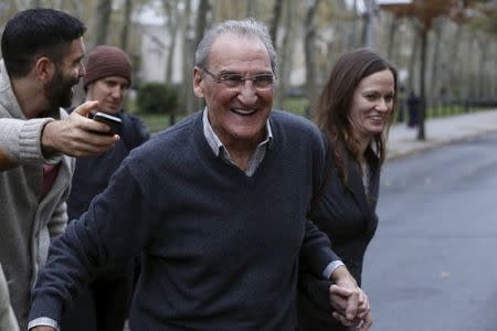 Vincent Asaro smiles as he departs Brooklyn Federal Court in New York November 12, 2015. REUTERS/Lucas Jackson