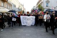 People protest against imposing further restrictions on abortion law in Lodz