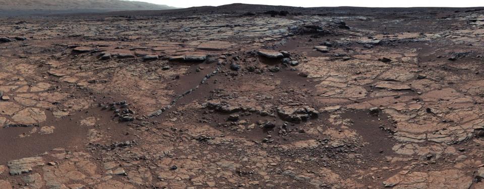This mosaic of images from NASA's Mars Curiosity rover shows geological members of the Yellowknife Bay formation on Mars in this handout photo