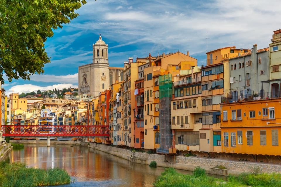 Colorful houses in Girona, Catalonia.