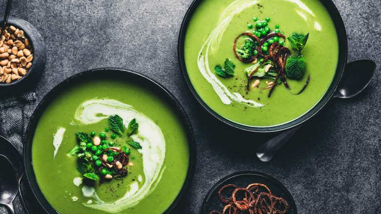 Two bowls of pea soup