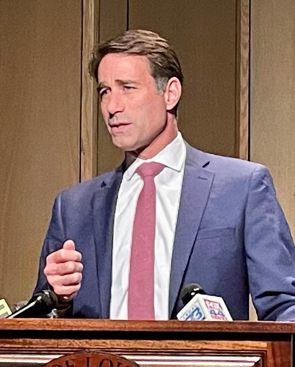 Republican Louisiana Congressman Garret Graves speaks after qualifying for reelection on July 22, 2022.