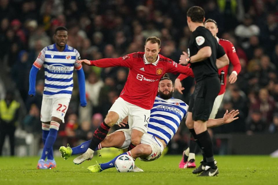 Christian Eriksen was injured during Man Utd’s FA Cup win over Reading  (PA Wire)