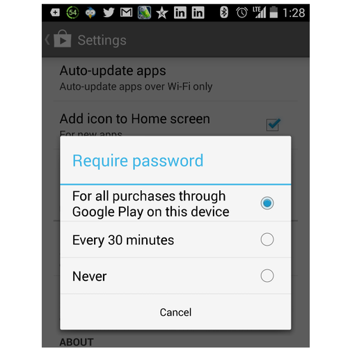 Turning off in-app purchases on an Android phone