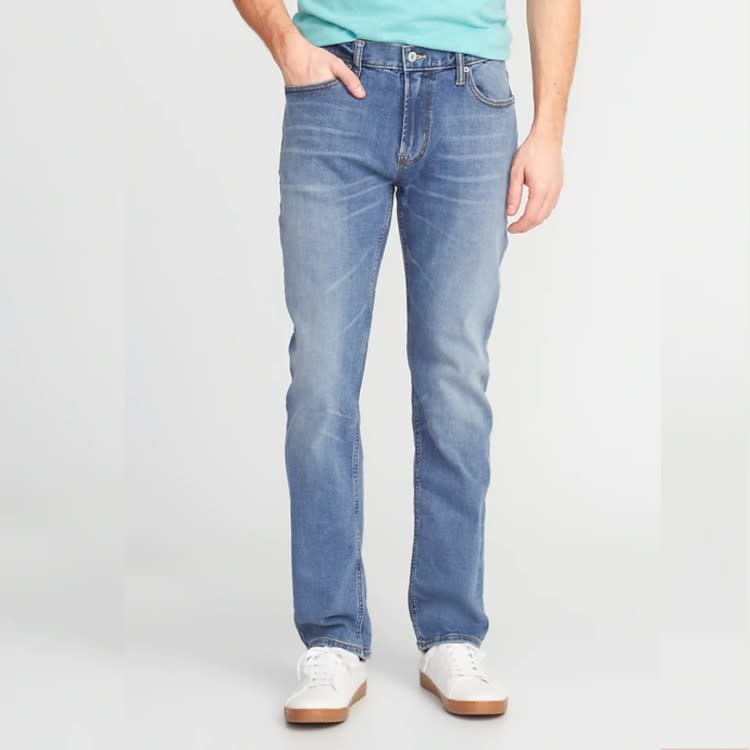 Slim Built-In Flex All-Temp Jeans For Men. (Photo: Old Navy)