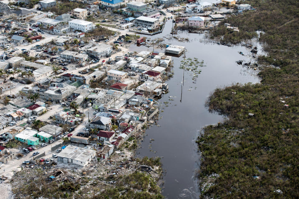 An aerial view on Sept. 11 shows flooding and damage after Hurricane Irma passed over Providenciales on the Turks and Caicos islands. (Photo: Cpl. Darren Legg RLC/Ministry of Defence handout via Reuters)