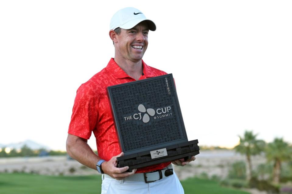 A beaming Rory McIlroy after winning the CJ Cup (David Becker/AP) (AP)