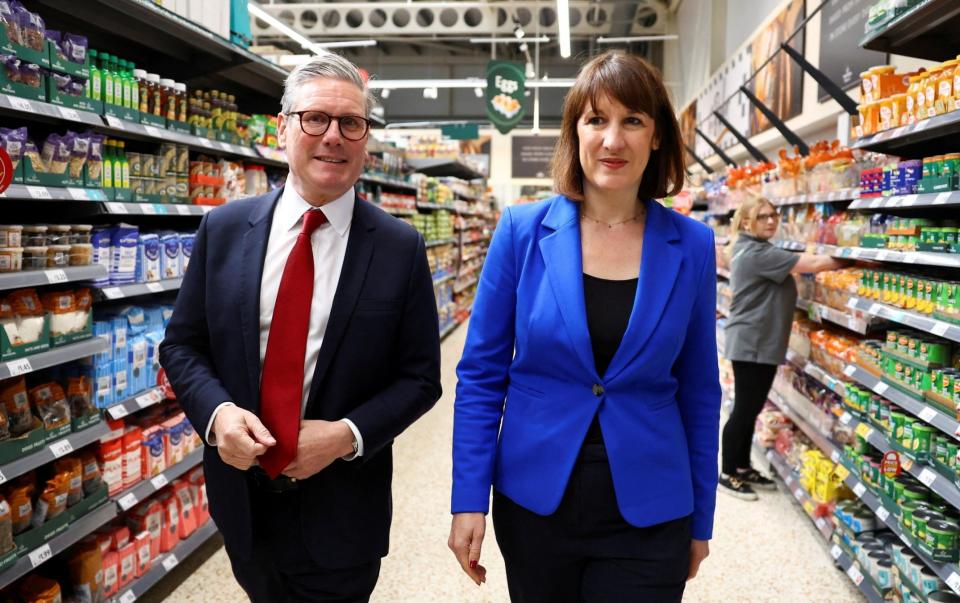 Sir Keir Starmer and Rachel Reeves tour a Morrisons supermarket in Wiltshire during the general election in June