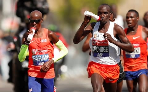 Mo Farah and Eliud Kipchoge - Credit: ANDREW BOYERS