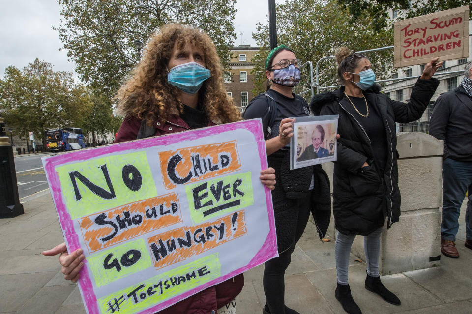 Protestors Demonstrate Against Government Decision Not To Extend Free School Meals To Holidays