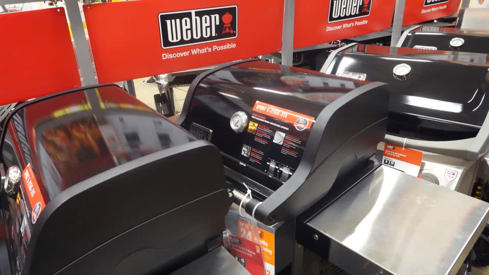 Weber Grills are offered for sale at a home improvement store on July 23, 2021 in Palatine, Illinois. - Scott Olson/Getty Images