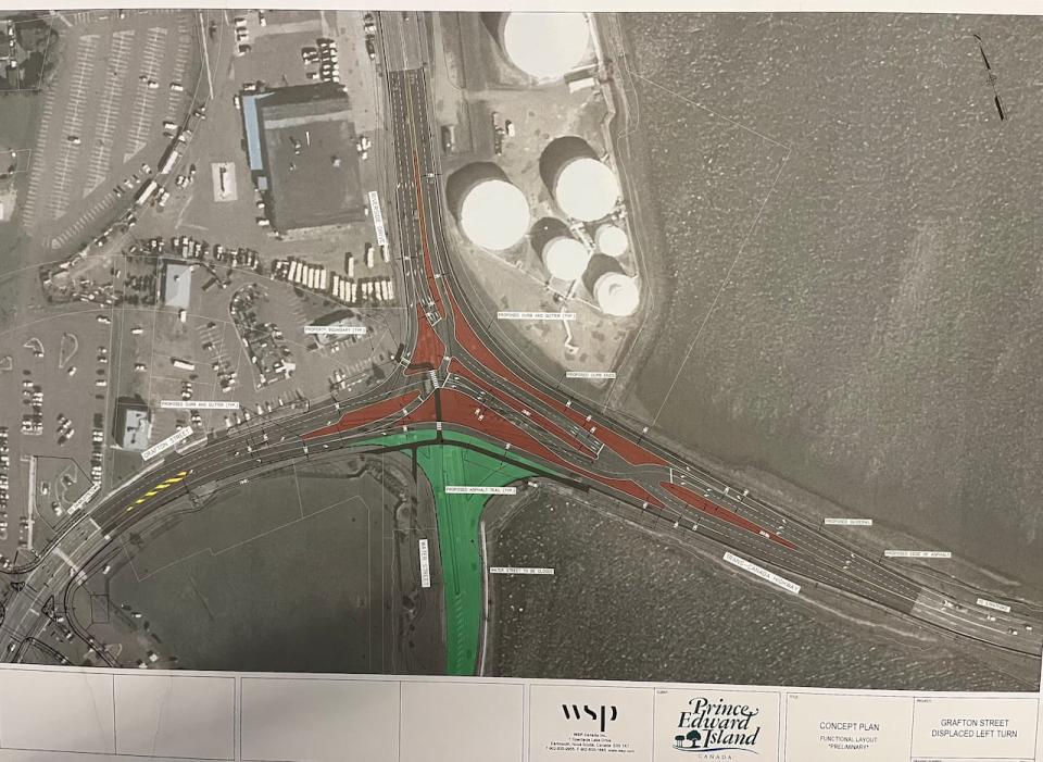 The province plans to create a displaced-left intersection at the base of the Hillsborough Bridge, similar to what is now in place at the intersection of St. Peters Road and the bypass. 