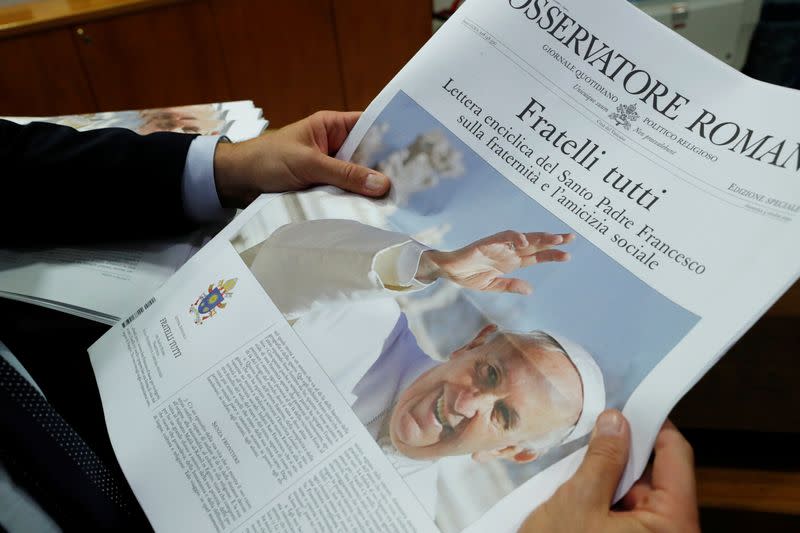 The release of a new encyclical by Pope Francis at the Vatican