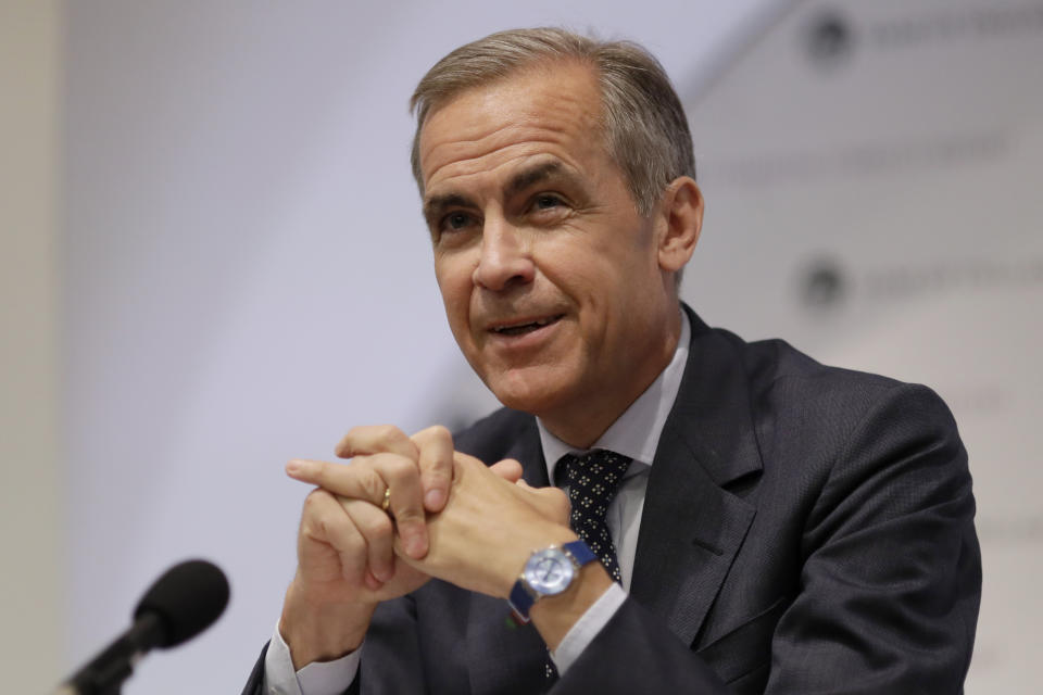 Governor of the Bank of England Mark Carney during the Finance Stability Report Press Conference at the Bank of England in the City of London.