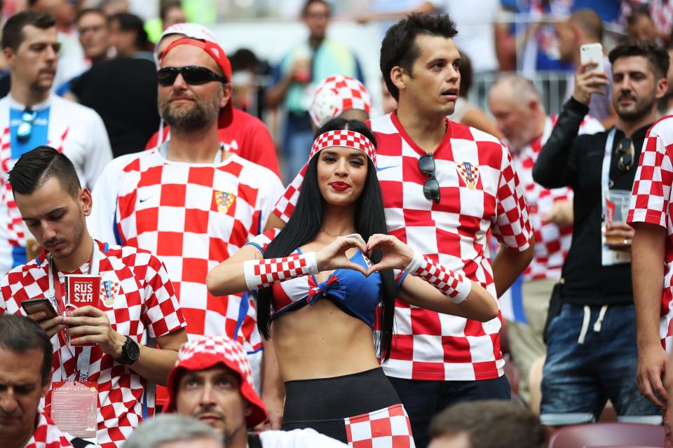 <p>Loving Croatia: A passionate fan shows her support with a heart sign ahead of the final (Photo by Ian MacNicol/Getty Images) </p>