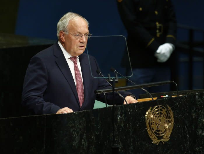 Johann Schneide-Ammann, president of Switzerland, addresses the 71st session of the General Debate of the United Nations General Assembly on September 20. Switzerland joined the United Nations in 2002.   File Photo by Monika Graff/UPI