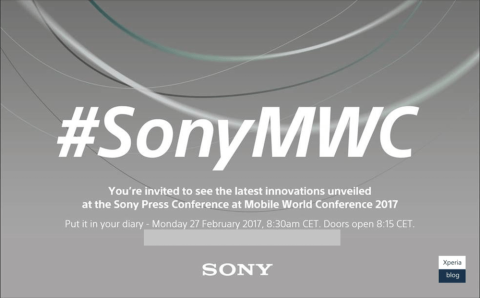 [雅虎科技新聞] Sony邀請函曝光 預計在2月27日MWC 2017開展當天推出兩款新機