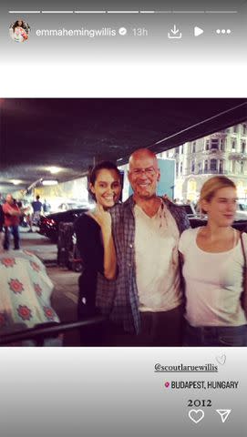 <p>Emma Heming Willis/Instagram</p> Emma Heming Willis shares photo with Bruce Willis and his daughter Scout from the set of 'A Good Day to Die Hard' in 2012