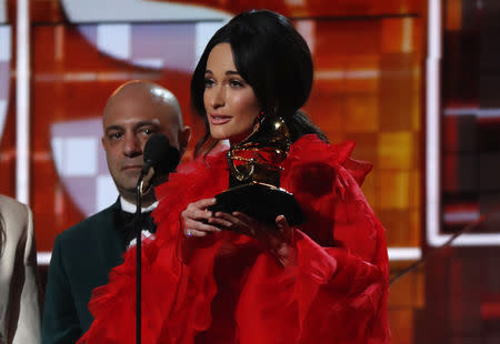 61st Grammy Awards - Show - Los Angeles, California, U.S., February 10, 2019 - Kacey Musgraves wins Best Country Album for "Golden Hour". REUTERS/Mike Blake