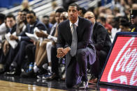 FILE - Connecticut head coach Kevin Ollie watches his team during the second half of an NCAA college basketball game, Saturday, Dec. 30, 2017, in Hartford, Conn. An independent arbiter has ruled that UConn improperly fired former men's basketball coach Kevin Ollie and must pay him more than $11 million, Ollie's lawyer said Thursday, Jan. 20, 2022. (AP Photo/Jessica Hill, File)