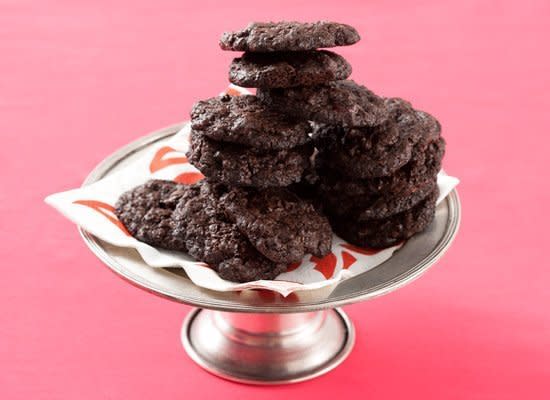 These chocolate cookies have everything going for them. They're chewy and loaded with chocolate chips and dried cherries. Use an ice cream scoop to make the dough easier to drop onto baking sheets.    <strong>Get the <a href="http://www.huffingtonpost.com/2011/10/27/chocolate-chocolate-cherr_n_1057240.html" target="_hplink">Chocolate-Chocolate Cherry Cookies</a> recipe</strong>