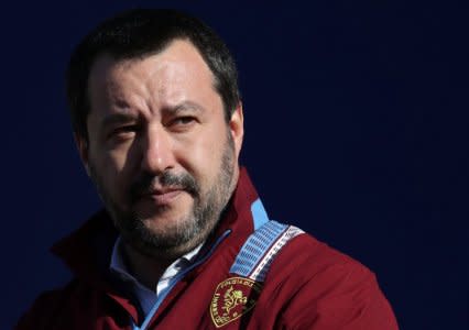 FILE PHOTO: Leader of right-wing League party and Italian Interior Minister Matteo Salvini arrives for a rally in Rome, Italy, December 8, 2018. REUTERS/Alessandro Bianchi