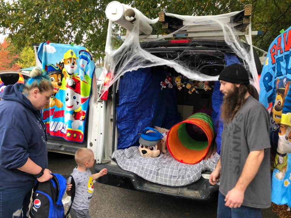 Remington Miskel gets ready to enjoy Brandon Grant's PAW Patrol-themed trunk or treat activity at Chester KinderCare in 2022.