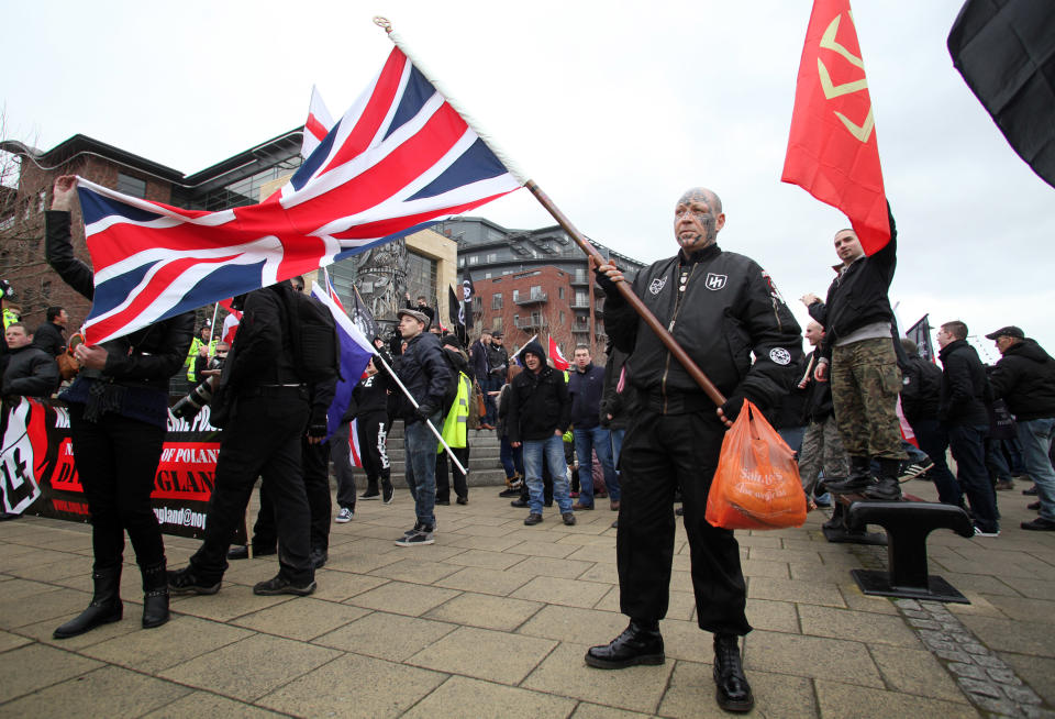 Participants in a far-right march in Newcastle (Getty Images)