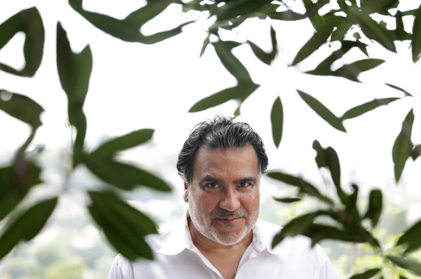 LOS ANGELES-CA-AUGUST 17, 2020: Phillip Rodriguez, director of "Man in the Middle" the documentary about the life and death of Ruben Salazar, is photographed at home in Los Angeles on Monday, August 17, 2020. (Christina House / Los Angeles Times)