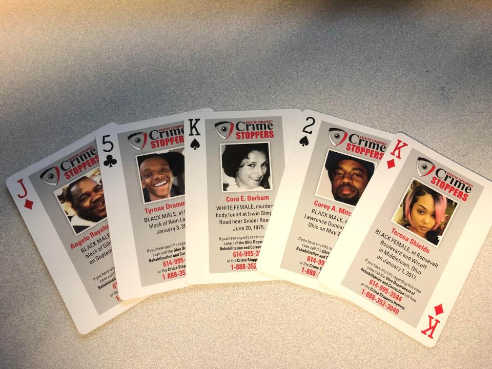 These and other Cold Case Playing Cards have been placed in Ohio prisons, jails and other lockup facilities as a crime-fighting tool.