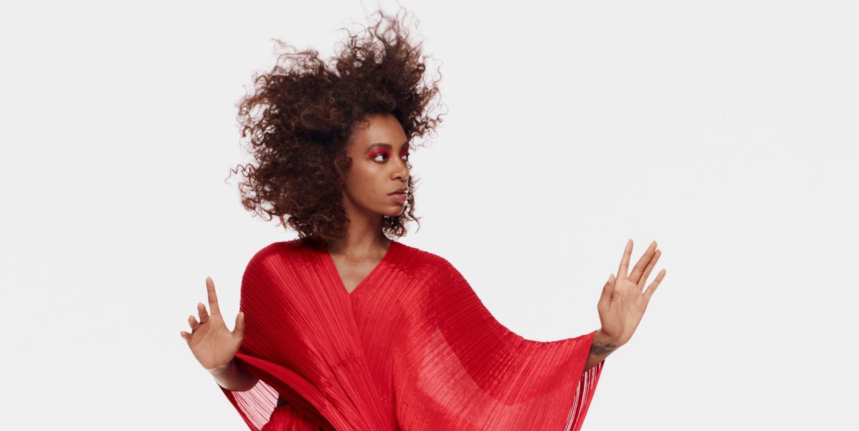 solange knowles wears pleats please issey miyake in elle