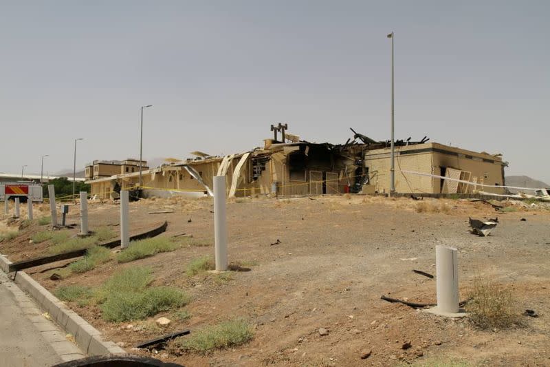 FILE PHOTO: A view of a damage building after a fire broke out at Iran's Natanz Nuclear Facility, in Isfahan