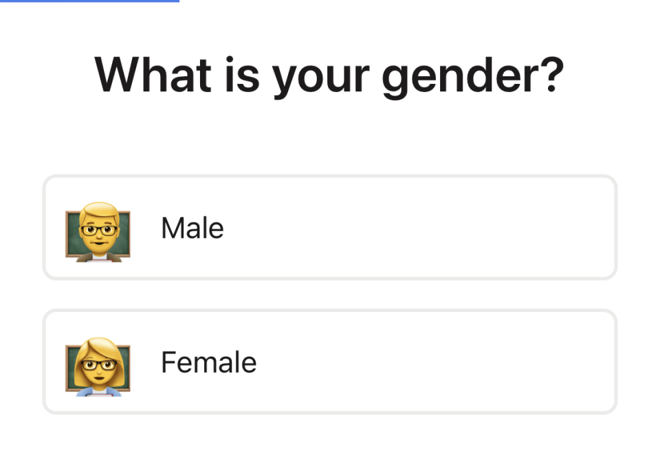 only options are male or female