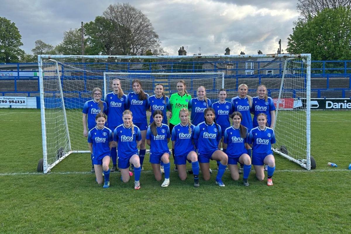 Wattsfield Youth Football Club under-15 girls sporting their new kit with the Fibrus branding <i>(Image: Supplied)</i>