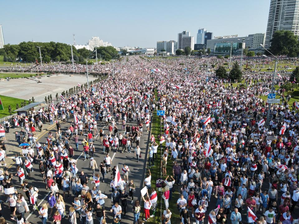 Protesta masiva contra Lukashenko en Bielorrusia. (Photo by Getty Images/Getty Images)