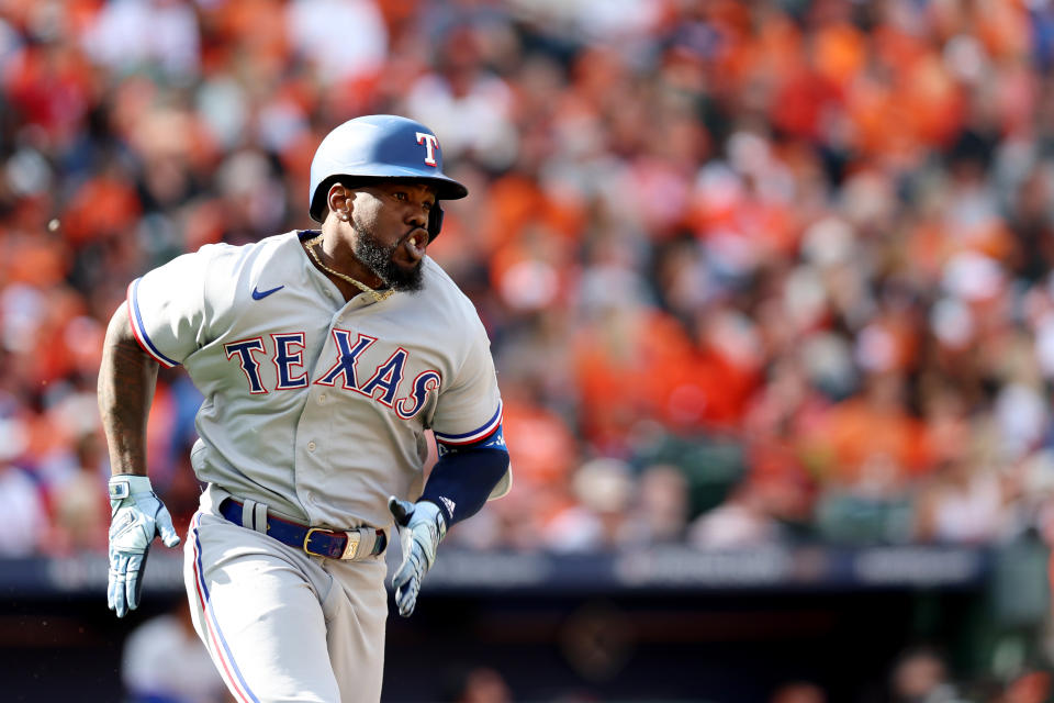 德州遊騎兵Adolis García。（Photo by Rob Tringali/MLB Photos via Getty Images）