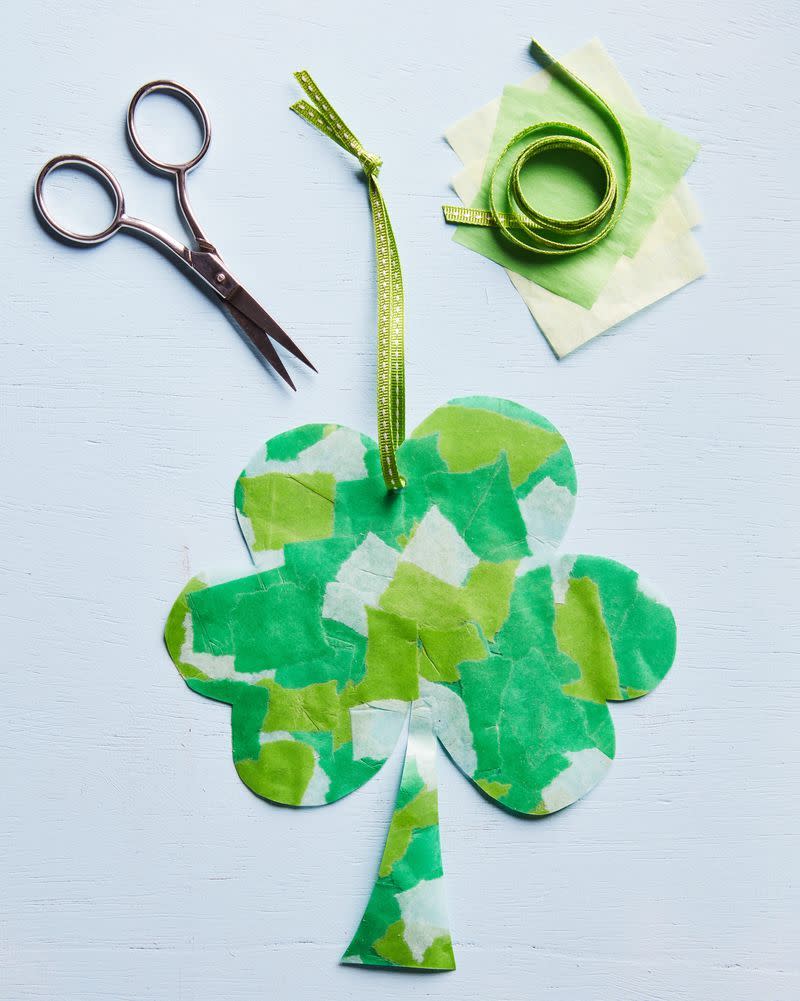 Tissue Paper Four-Leaf Clover Ornament