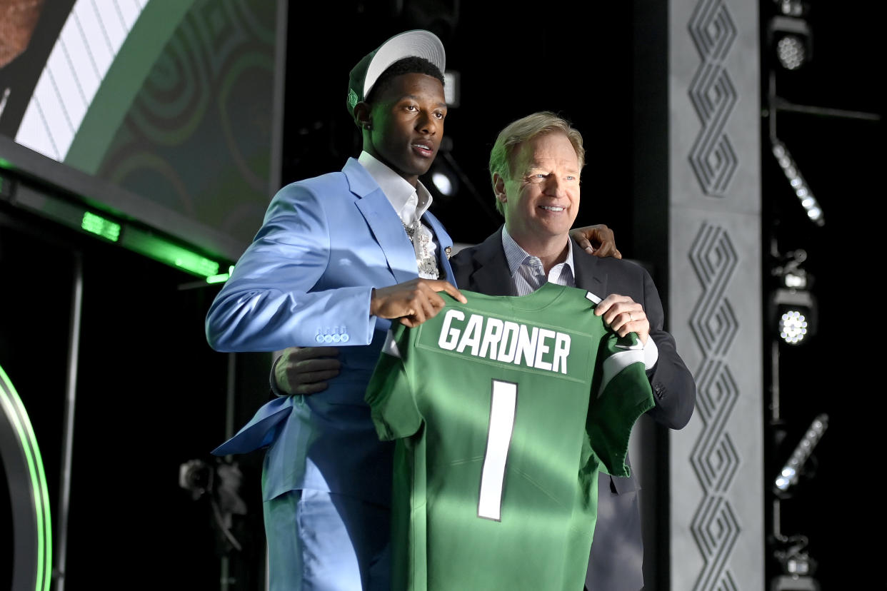 Ahmad Gardner was a three-star recruit when he landed at Cincinnati, only to have the Jets select him fourth overall in the 2022 NFL draft. (David Becker/Getty Images)