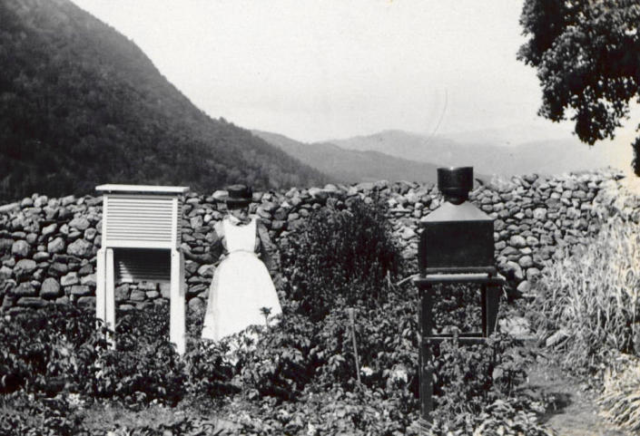 Observaciones tomadas en un pluviómetro en Seathwaite el 14 de julio de 1899