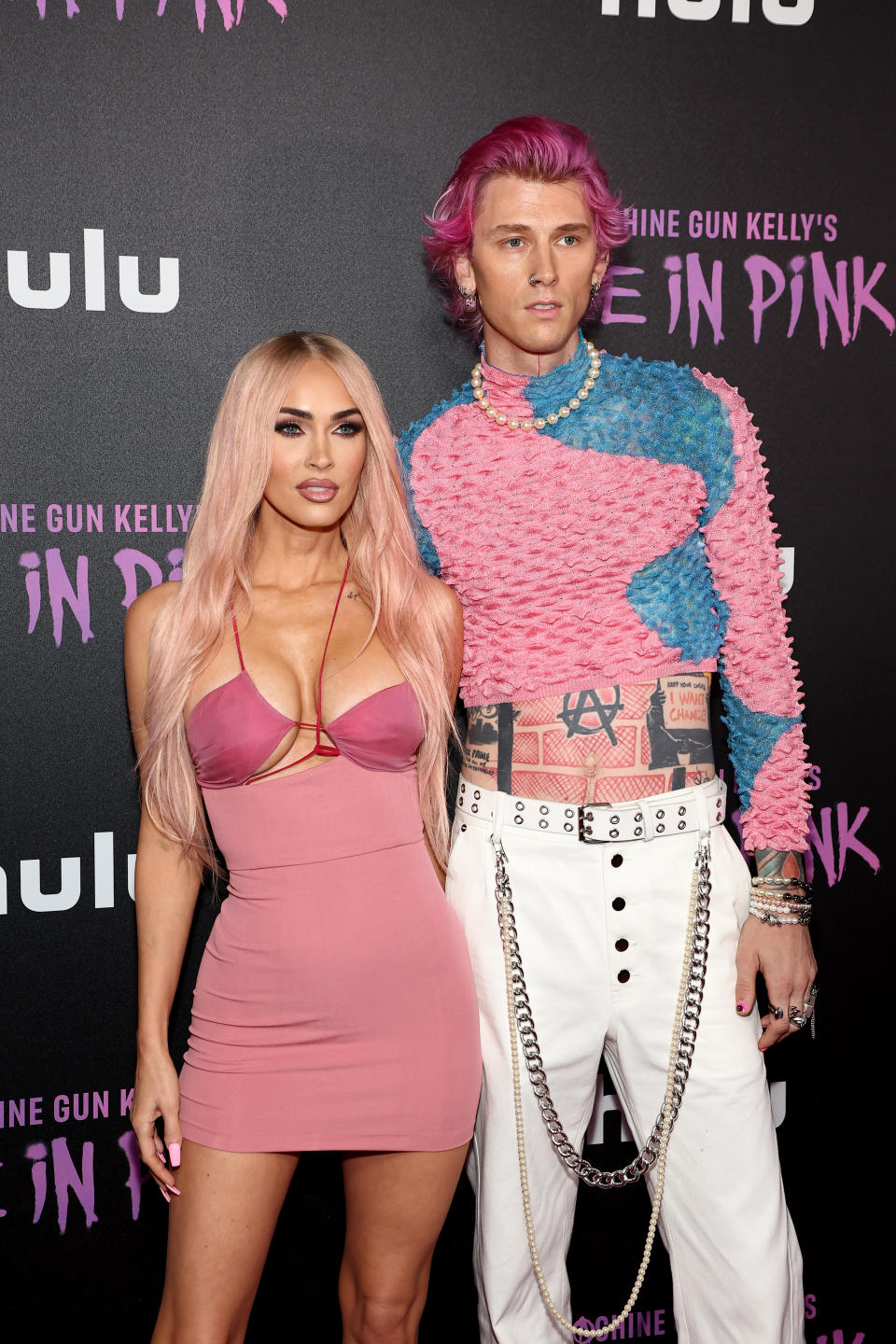 Megan Fox and Machine Gun Kelly do their best Barbie and Ken impression. (Getty Images)