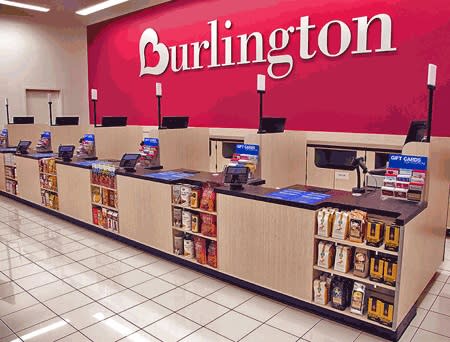 A Burlington Stores checkout counter.