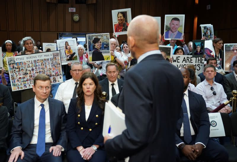 Boeing's CEO Dave Calhoun testifies on Capitol Hill in Washington