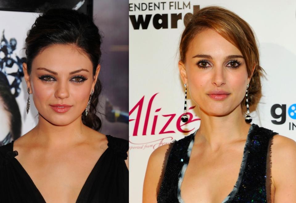 Mila and Natalie with smokey eyes, updos and statement earrings