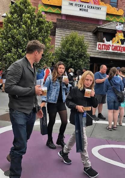 Brad took Chris' kids for a day out at Universal Studios. Source: Instagram