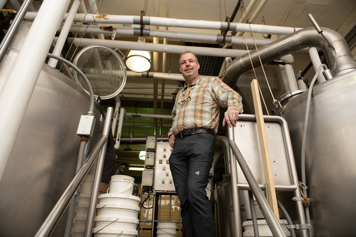 John Najeway, co-owner of Thirsty Dog Brewing Co., stands in his Akron brewhouse March 6.