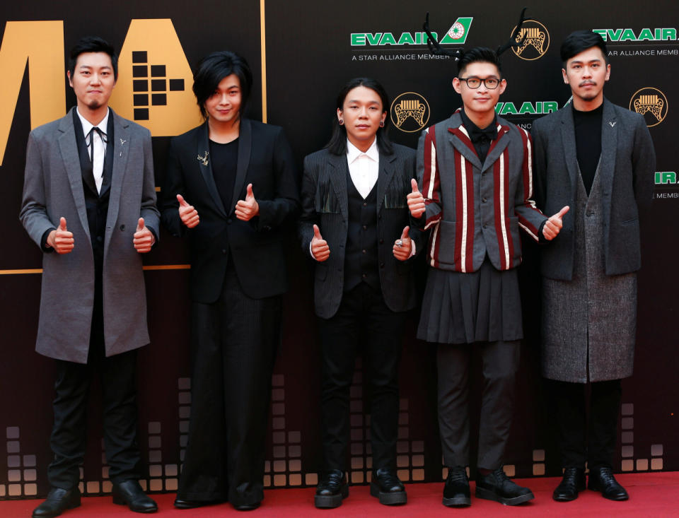 Members of Taiwanese band “Mixer” pose on the red carpet at the 27th Golden Melody Awards in Taipei, Taiwan June 25, 2016. (Reuters/Tyrone Siu)