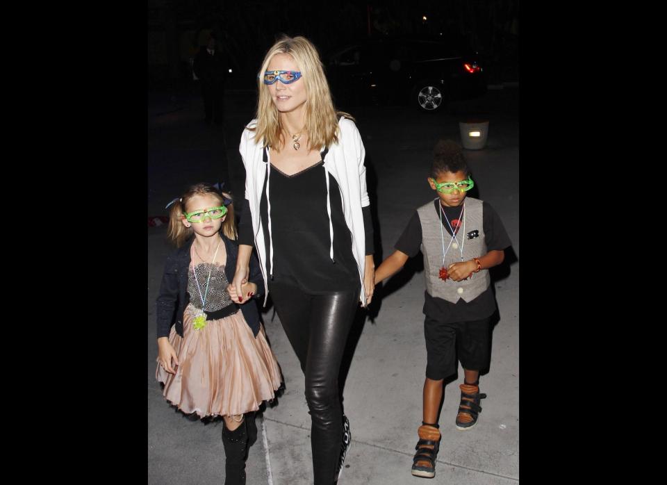 Heidi Klum takes her kids to the Katy Perry concert at the Staples Center in Los Angeles, California.