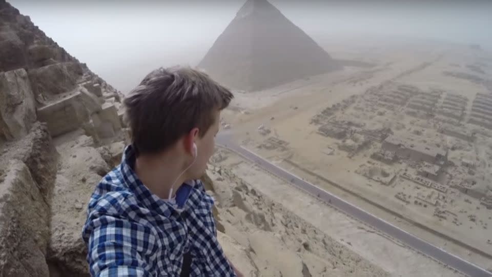 Even from halfway up the pyramid, the tourists below look miniscule. Photo: Andrej Ciesielski