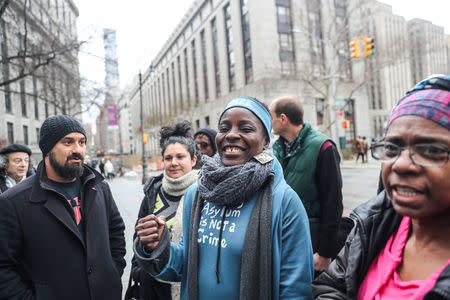 Therese Okoumou, Statue of Liberty climber, is seen at the United States Courthouse in the Manhattan borough of New York City, New York, U.S., December 17, 2018. REUTERS/Jeenah Moon