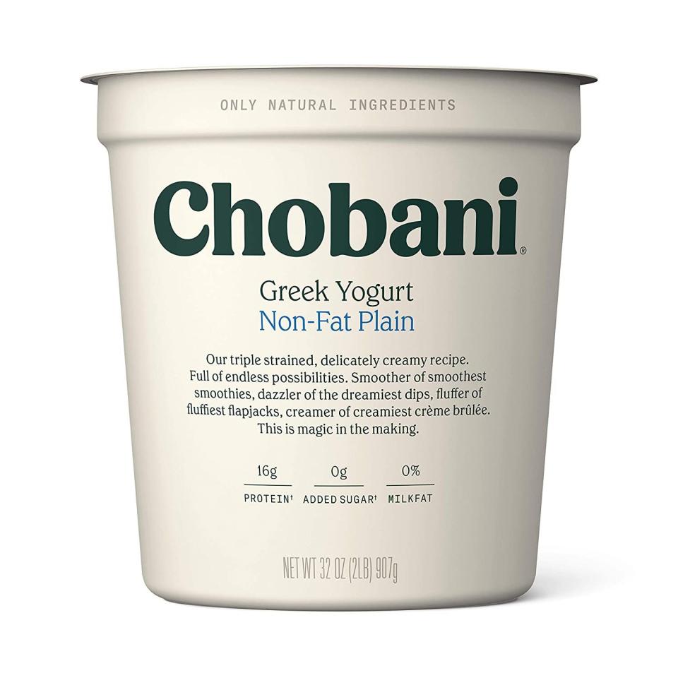 1) Chobani Plain Non-Fat Greek Yogurt